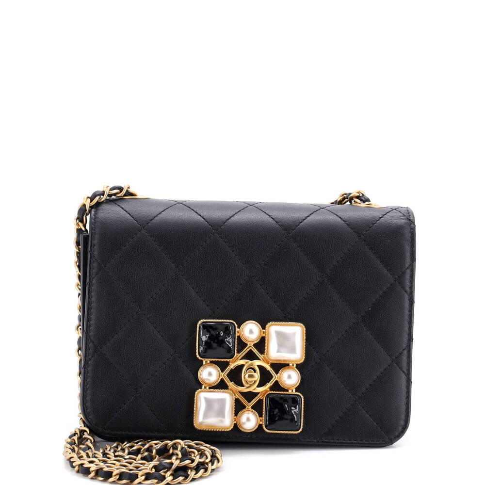 Chanel Small Resin and Pearl CC Full Flap Bag Quilted Calfskin